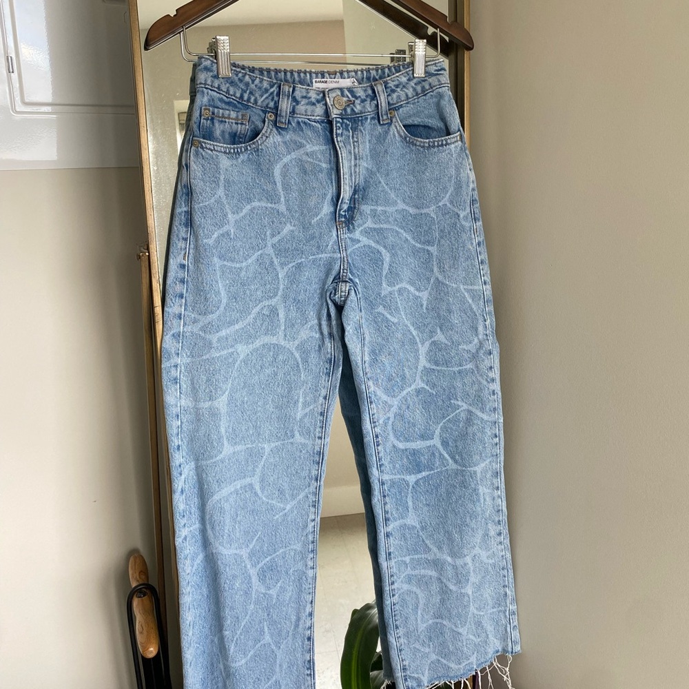 Garage Wide Leg Cropped Patterned Jeans